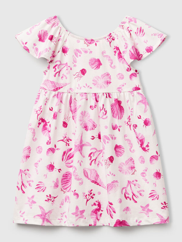 Vestido branco com conchas rosa Menina