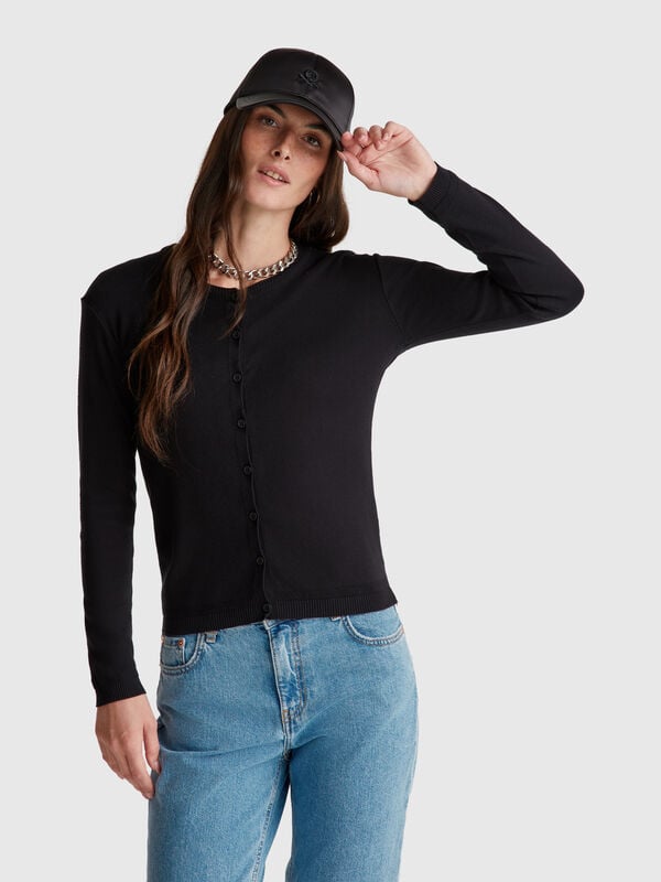 Cardigã preto 100% algodão Mulher
