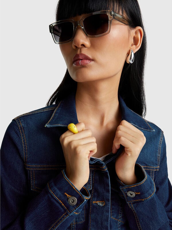 Blusão rider de jeans Mulher