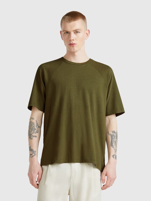 T-shirt em mistura de linho Homem