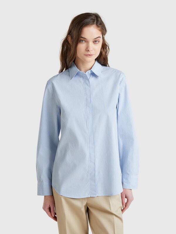 Camisa às riscas verticais Mulher