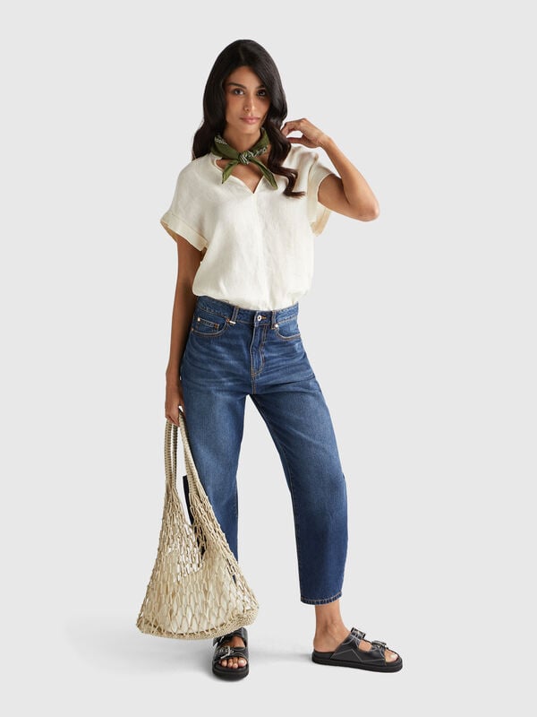 Blusa com decote em V Mulher