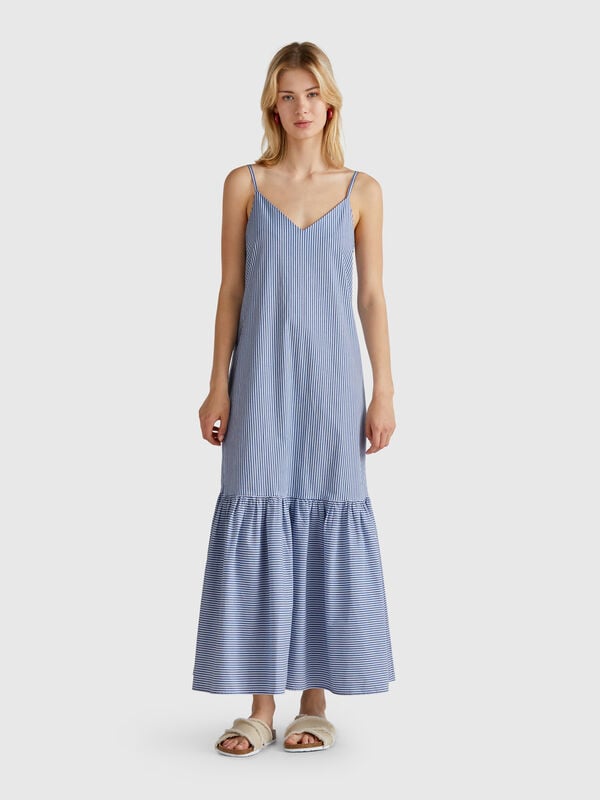 Vestido longo listrado Mulher