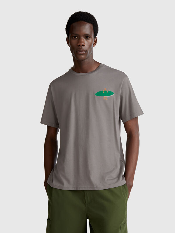 Camiseta com estampa de algodão orgânico Homem