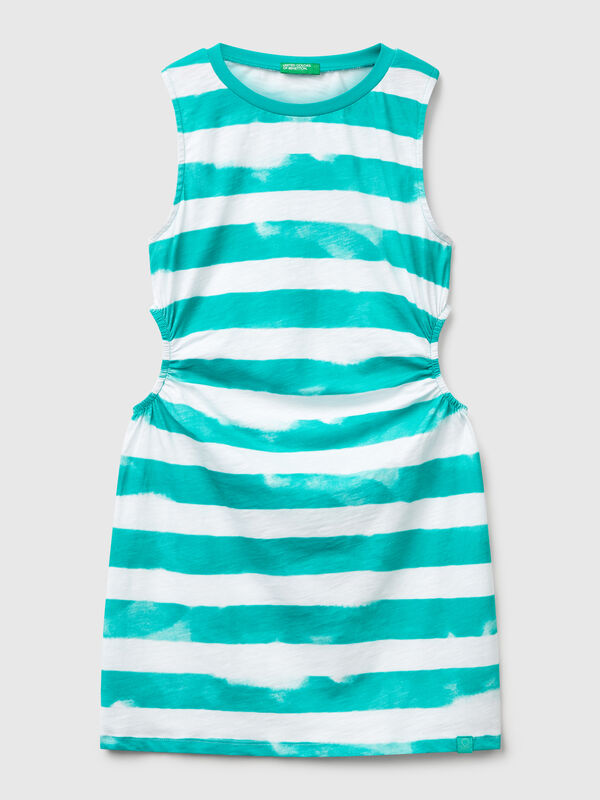 Vestido às riscas com abertura Menina