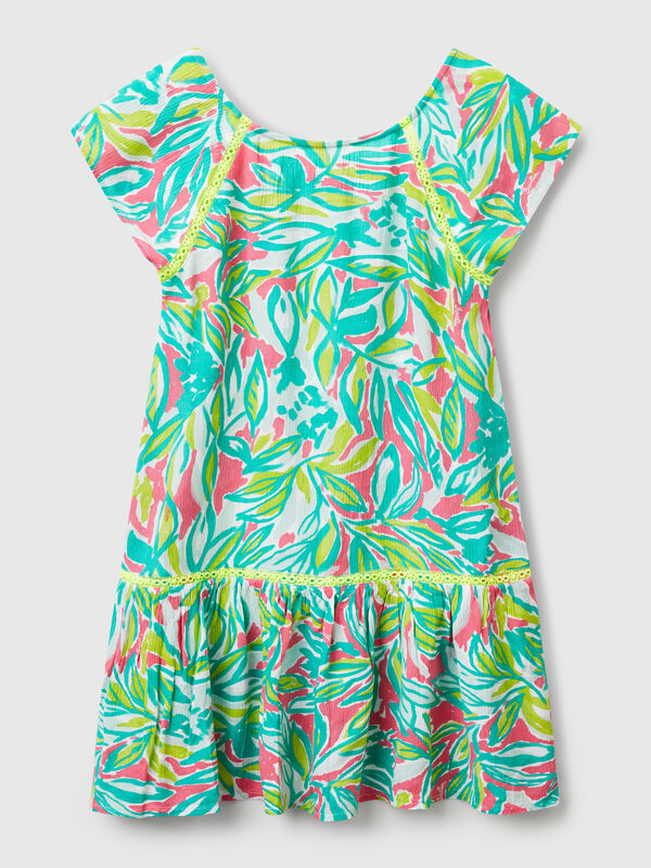 Vestido com estampado tropical Menina