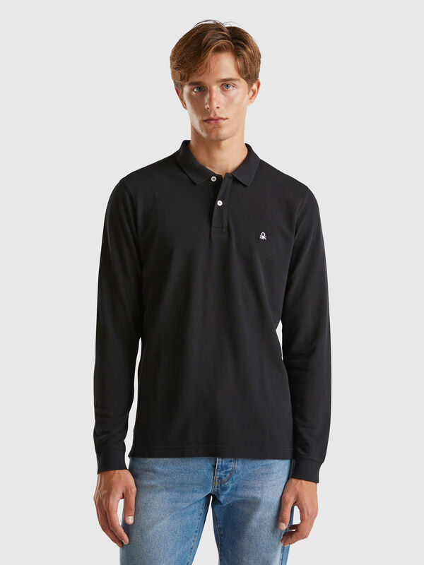 Polo de manga comprida em algodão  Homem