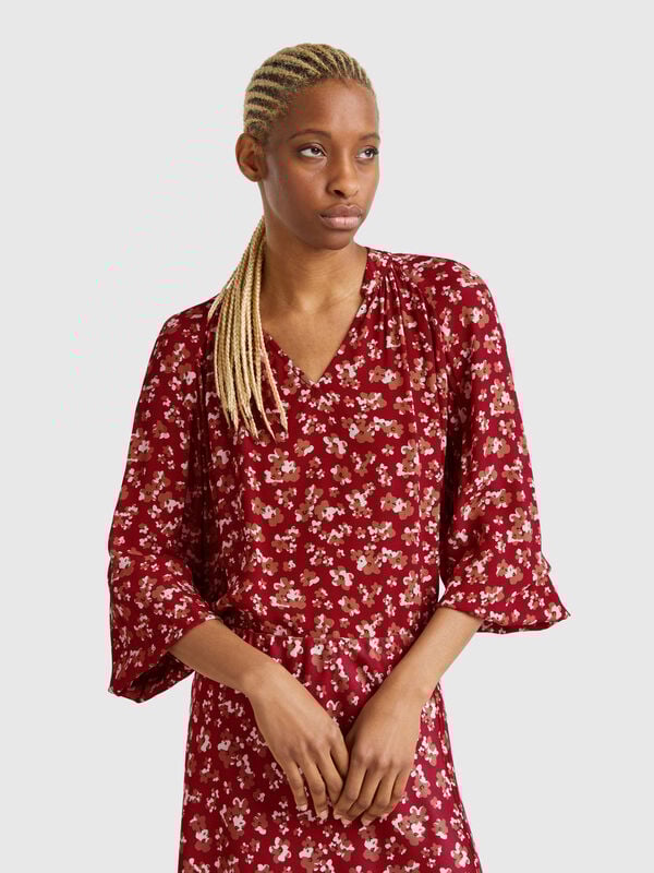 Blusa fluida às flores Mulher