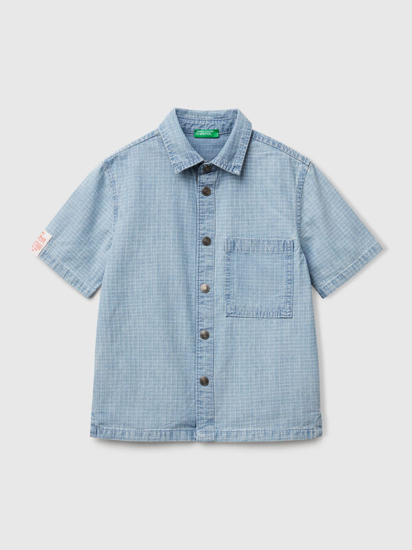 Camisa aos quadrados em algodão puro Menino