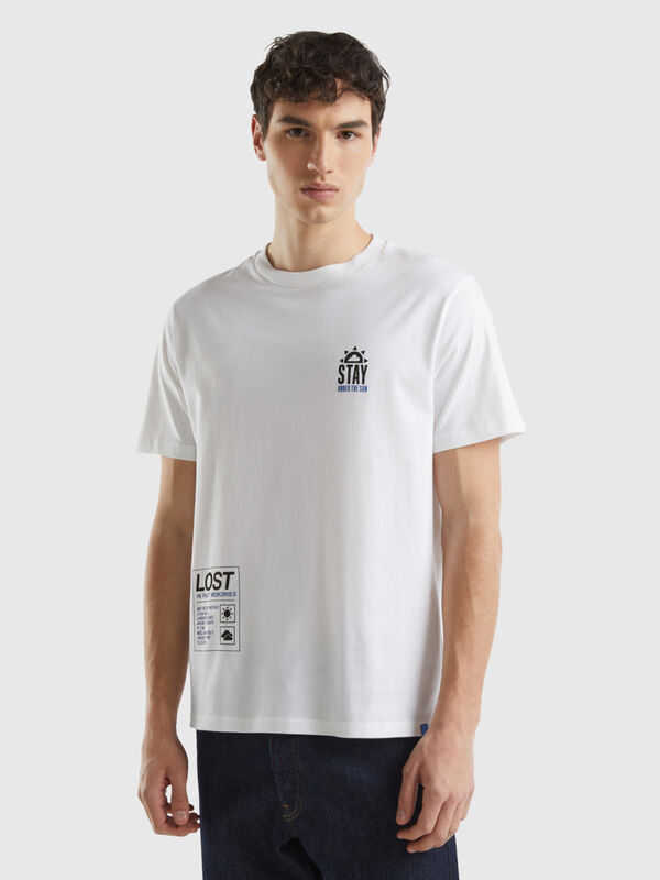 T-shirt com estampa em algodão orgânico Homem