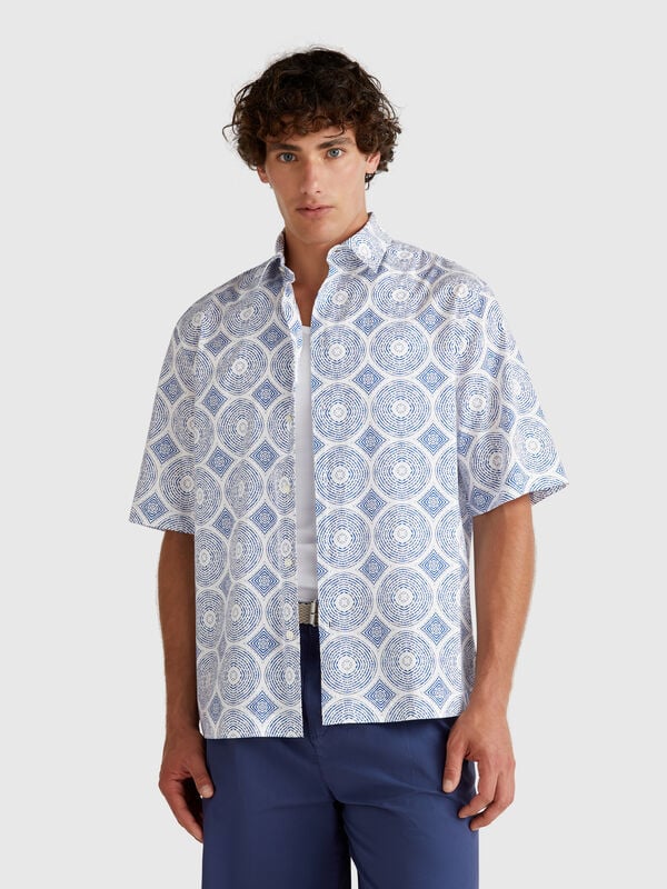 Camisa padrão de manga curta Homem