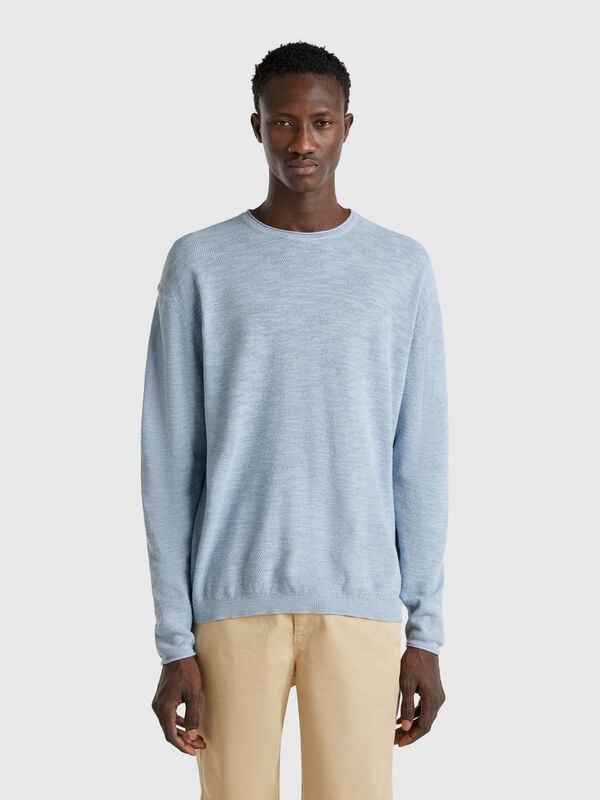 Camisola em mistura de linho e algodão Homem