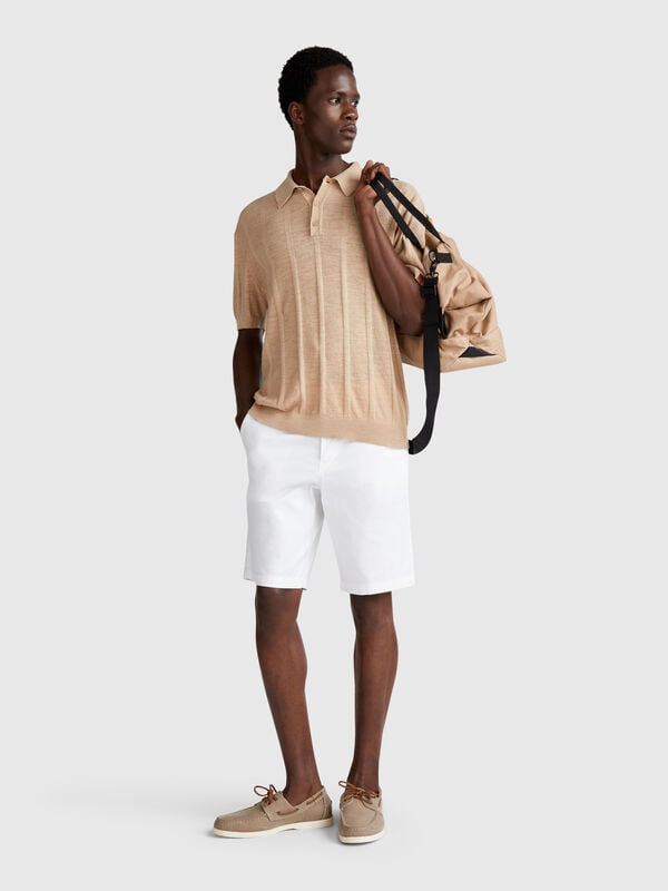 Bermudas chino em algodão stretch Homem