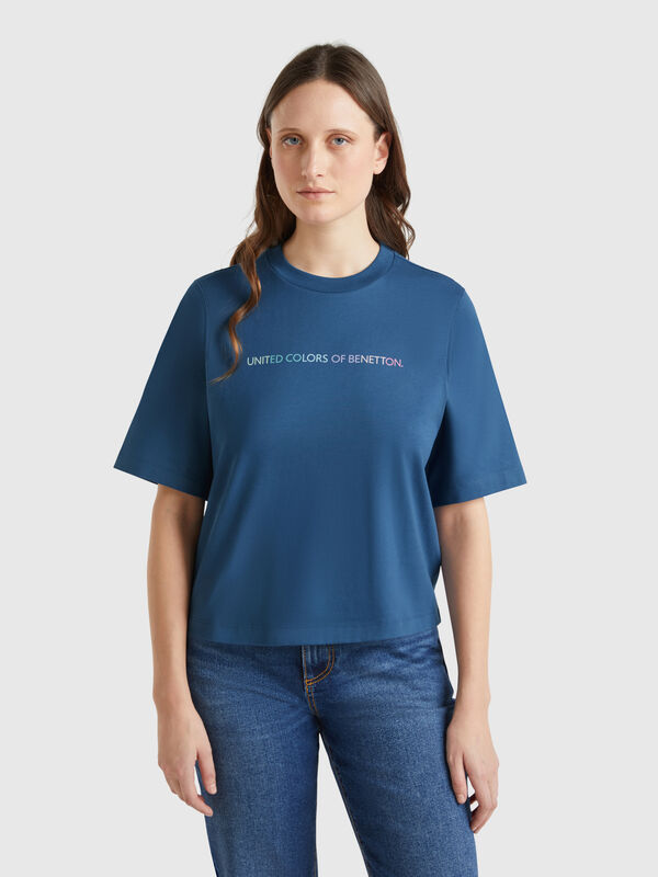 T-shirt com estampa logótipo Mulher