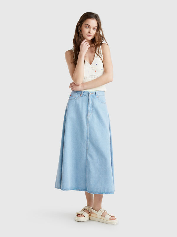 Saia evasé de jeans Mulher