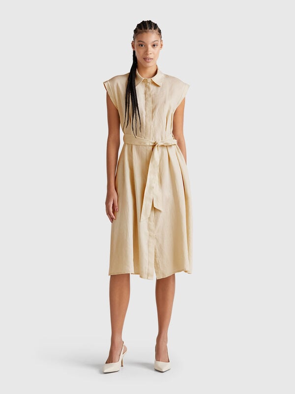 Chemise em linho puro Mulher