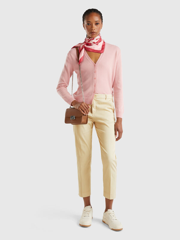 Chinos cropped em algodão stretch Mulher