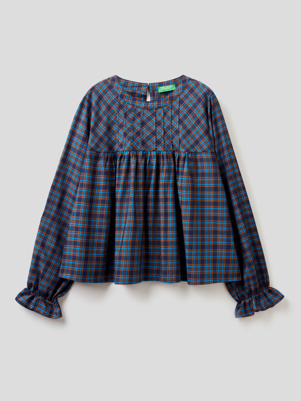 Blusa aos quadrados com folho image number 1