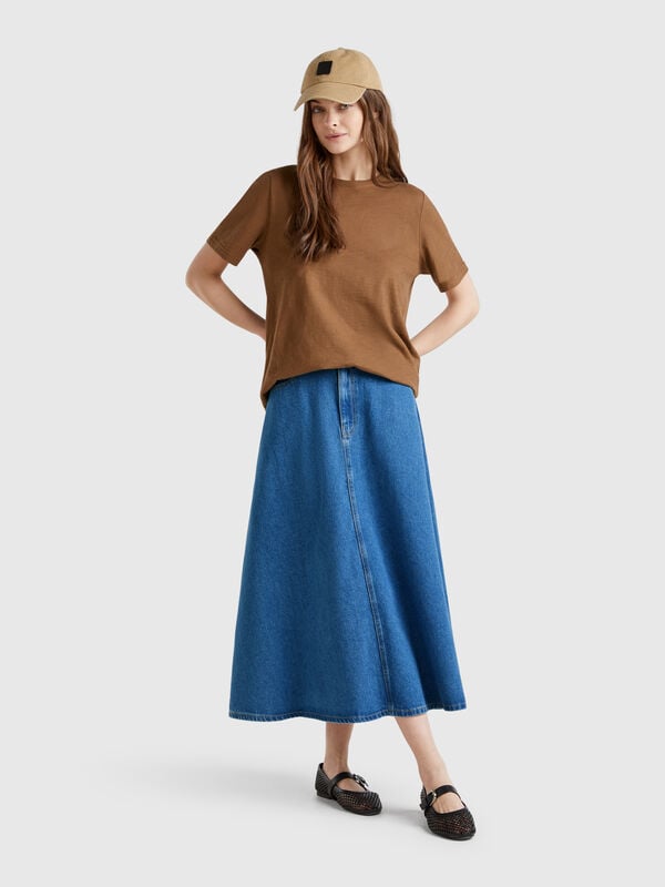 Saia evasé de jeans Mulher