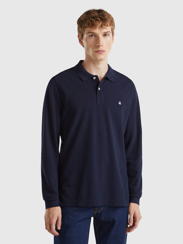 Polo de manga comprida em algodão  Homem