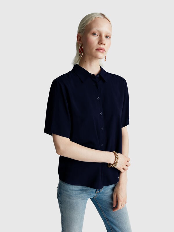 Camisa manga 3/4 em viscose Mulher