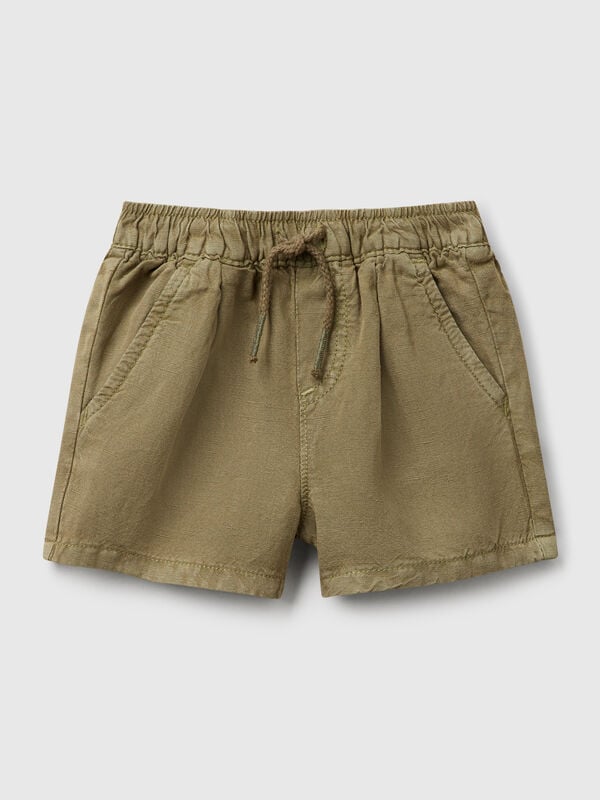 Shorts em mistura de linho Recém-nascido