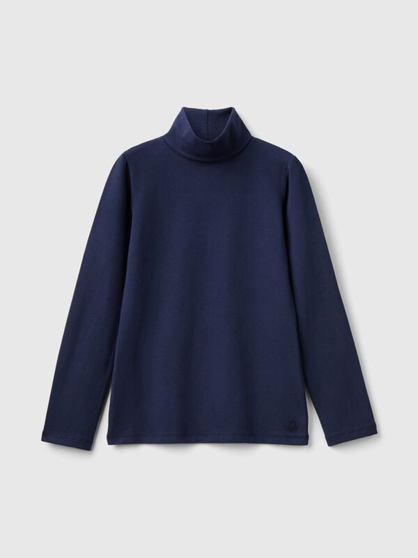 T-shirt stretch com gola alta Menina