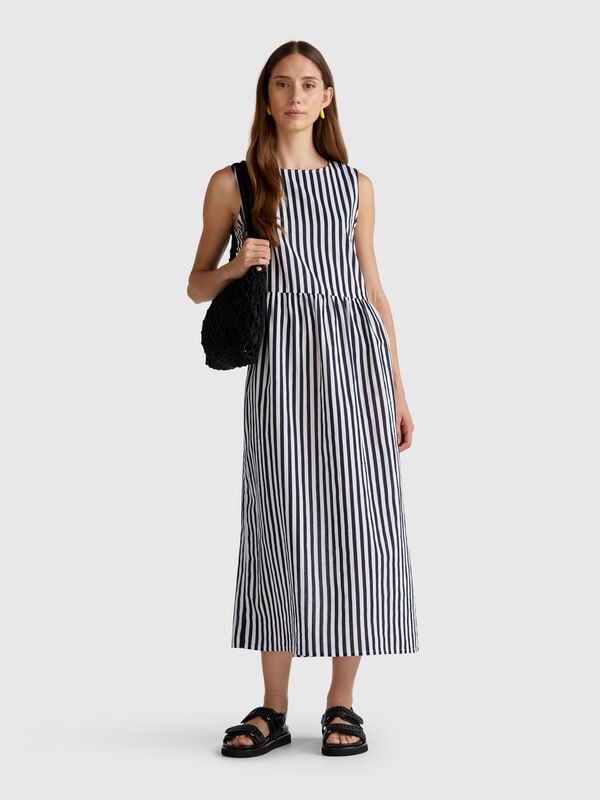 Vestido midi às riscas Mulher