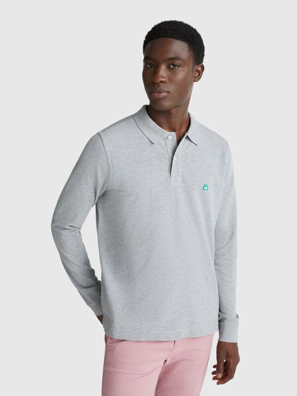 Polo de manga comprida em algodão  Homem