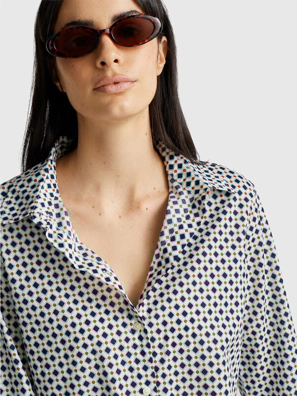 Camisa padrão em algodão leve Mulher