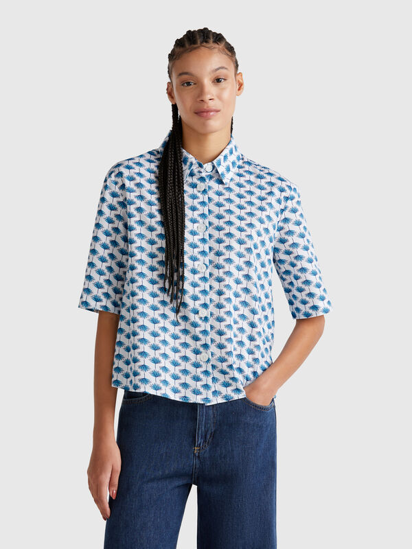 Camisa padrão em algodão leve Mulher