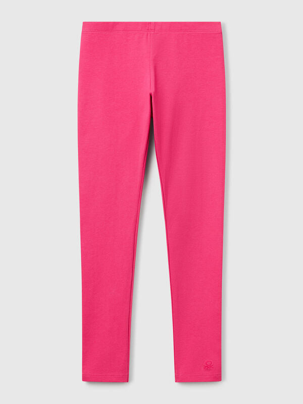 Leggings em algodão stretch com logótipo Menina