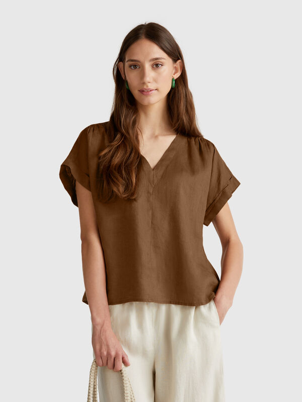 Blusa de linho puro Mulher