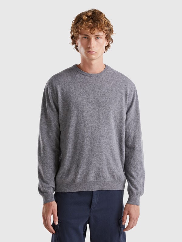 Camisola cinza-escuro em pura lã Merino Homem