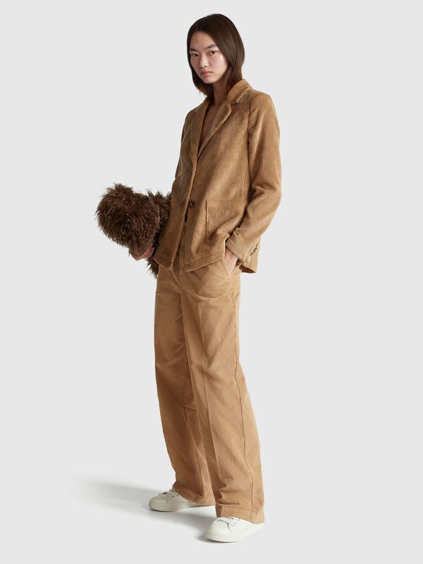 Blazer de veludo canelado Mulher