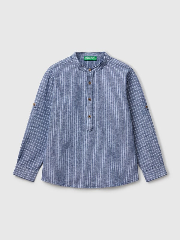 Camisa coreana às riscas Menino