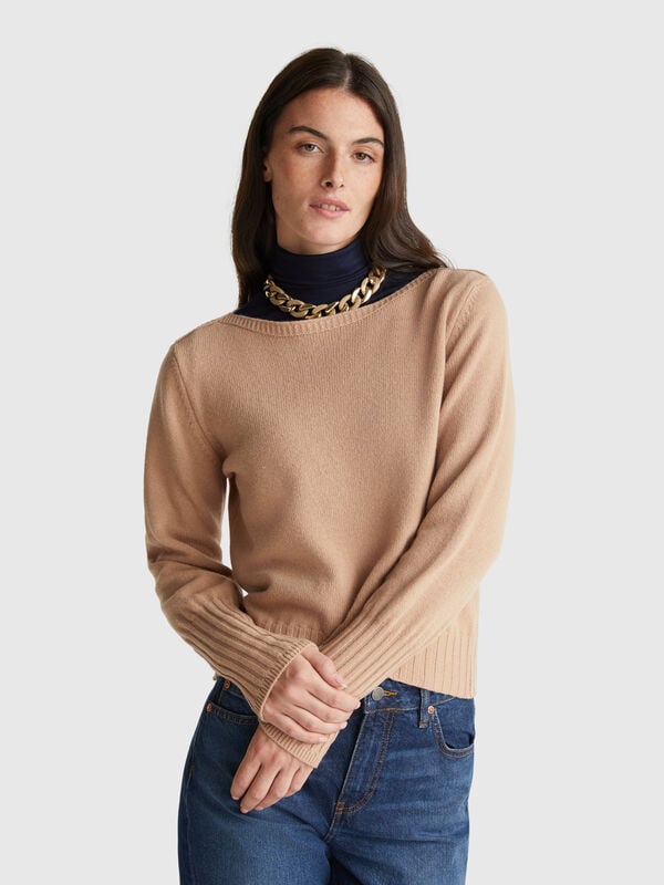 Camisola com decote à barco Mulher