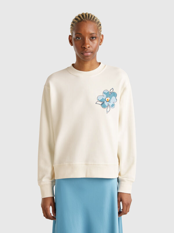 Sweat com bordado floral Mulher