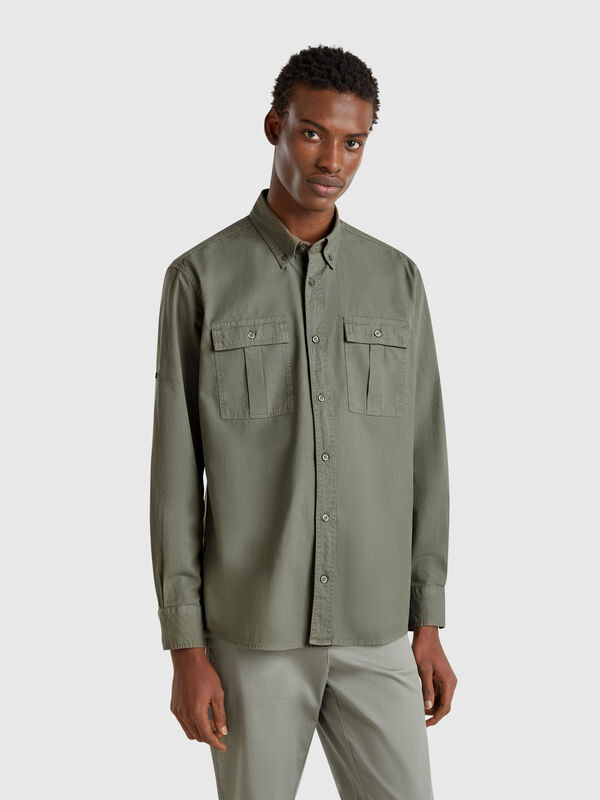 Camisa slim fit button down Homem