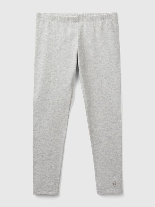Leggings em algodão stretch com logótipo Menina