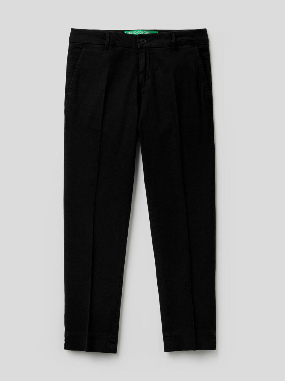 Chinos cropped em algodão stretch image number 1