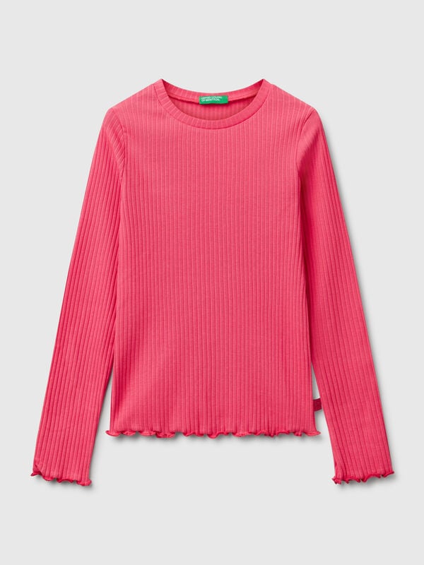 T-shirt slim fit em algodão stretch Menina
