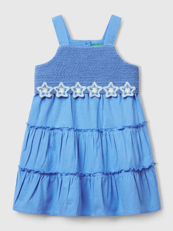 Vestido com flores macramé  Menina