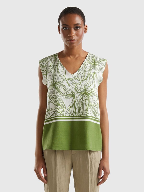 Blusa padrão em viscose mista sustentável Mulher