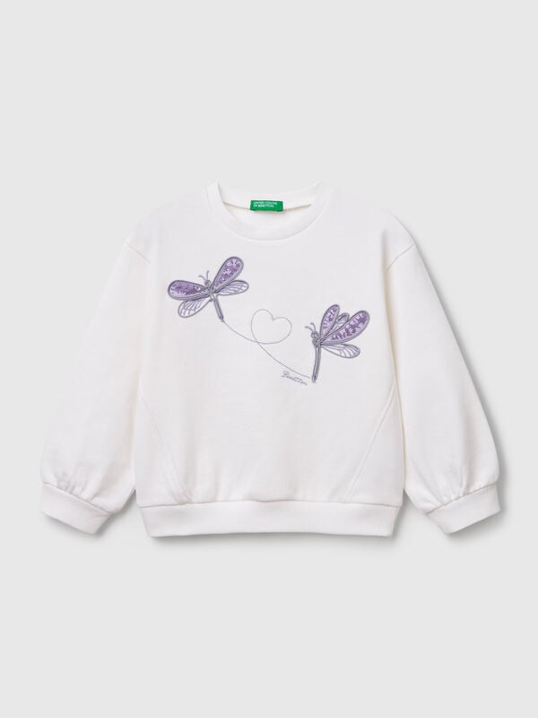Sweatshirt com gola redonda e lantejoulas Menina