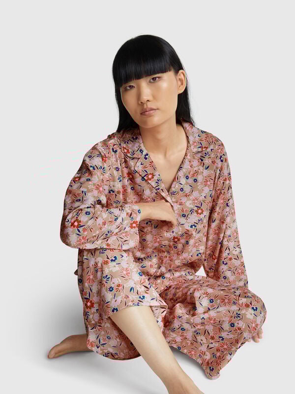 Pijama fluido às flores Mulher