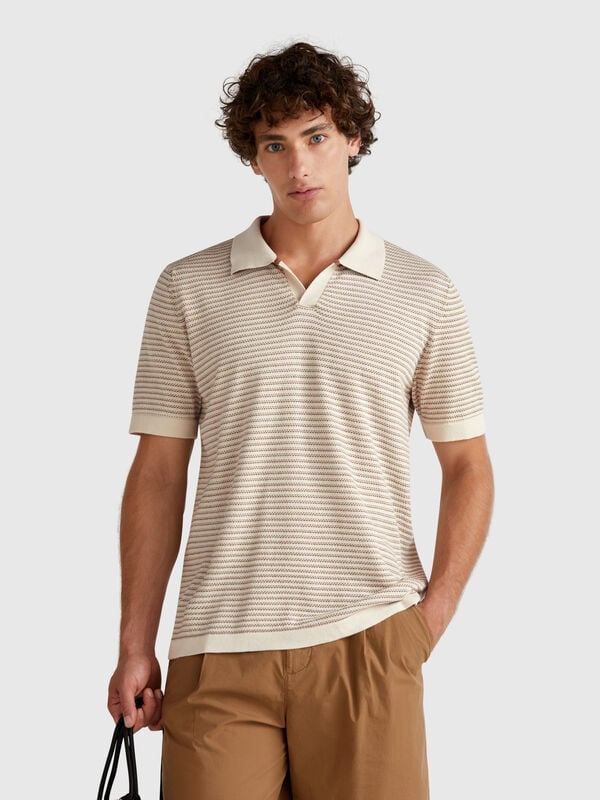 Polo mélange em algodão puro Homem