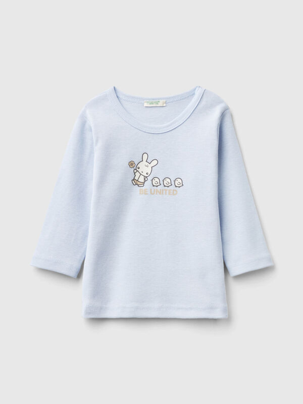 T-shirt de manga comprida 100% algodão orgânico Recém-nascido