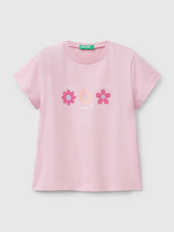 T-shirt com estampa glitter Menina