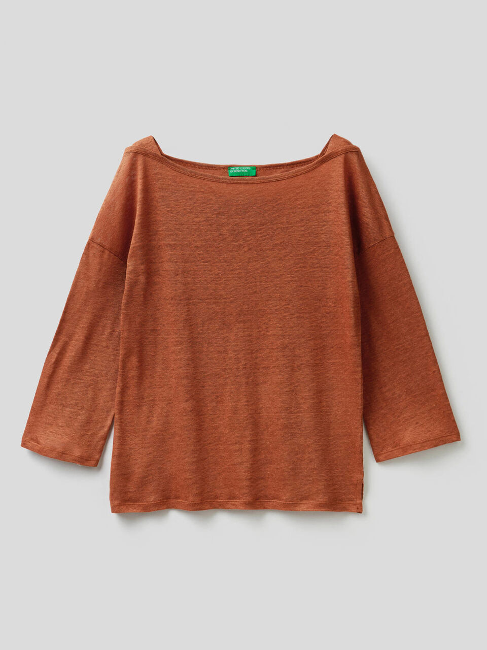 T-shirt em 100% linho com mangas 3/4 image number 1